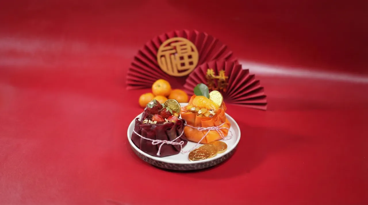 Tampilan keseluruhan hampers Imlek gelato bentuk money bag