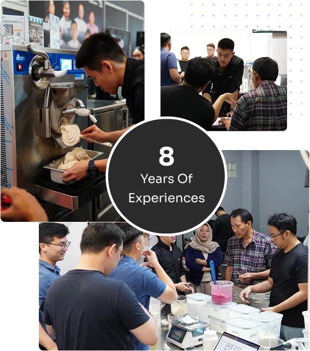 Suasana kelas gelato di PT Espresso Italia dengan instruktur dan peserta